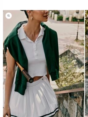 Recreational Habits Natasha Tennis Skirt with Green Piping Size Large NWT